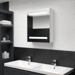 vidaXL Dulap de baie cu oglindă și LED alb strălucitor 50x14x60 cm vidaXL Dulap de baie cu oglindă și LED alb strălucitor 50x14x60 cm