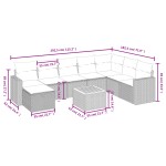 vidaXL Set mobilier de grădină cu perne, 9 piese, negru, poliratan
