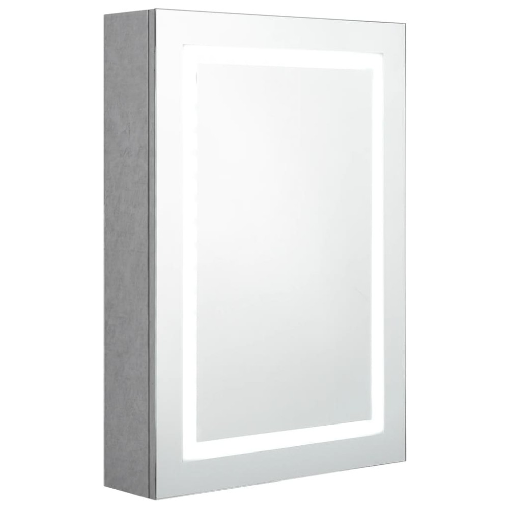 vidaXL Dulap de baie cu oglindă și LED, gri beton, 50x13x70 cm