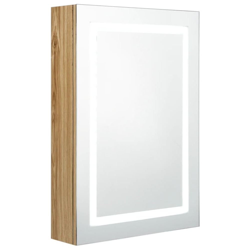vidaXL Dulap de baie cu oglindă și LED, stejar, 50x13x70 cm