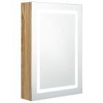 vidaXL Dulap de baie cu oglindă și LED, stejar, 50x13x70 cm