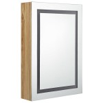 vidaXL Dulap de baie cu oglindă și LED, stejar, 50x13x70 cm