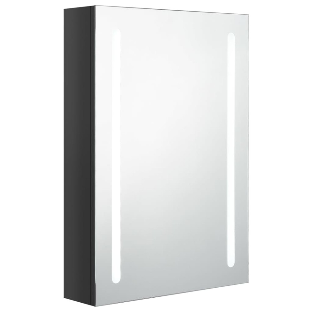 vidaXL Dulap de baie cu oglindă și LED, negru strălucitor, 50x13x70 cm