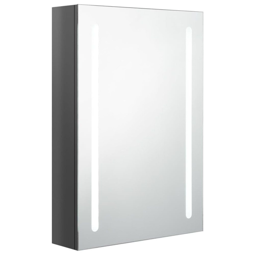 vidaXL Dulap de baie cu oglindă și LED, gri strălucitor, 50x13x70 cm