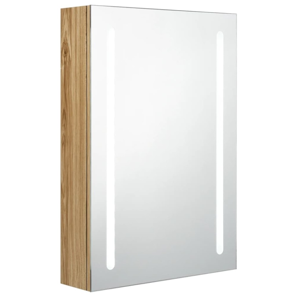 vidaXL Dulap de baie cu oglindă și LED, stejar, 50x13x70 cm