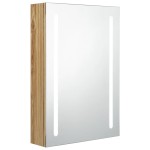 vidaXL Dulap de baie cu oglindă și LED, stejar, 50x13x70 cm vidaXL Dulap de baie cu oglindă și LED, stejar, 50x13x70 cm
