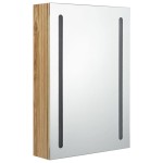 vidaXL Dulap de baie cu oglindă și LED, stejar, 50x13x70 cm vidaXL Dulap de baie cu oglindă și LED, stejar, 50x13x70 cm