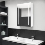 vidaXL Dulap de baie cu oglindă și LED, alb strălucitor, 50x13x70 cm vidaXL Dulap de baie cu oglindă și LED, alb strălucitor, 50x13x70 cm