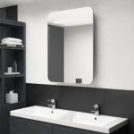 vidaXL Dulap de baie cu oglindă și LED-uri, gri beton, 60x11x80 cm vidaXL Dulap de baie cu oglindă și LED-uri, gri beton, 60x11x80 cm
