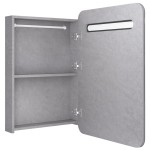 vidaXL Dulap de baie cu oglindă și LED-uri, gri beton, 60x11x80 cm vidaXL Dulap de baie cu oglindă și LED-uri, gri beton, 60x11x80 cm