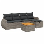 vidaXL Set mobilier grădină cu perne, 6 piese, gri, poliratan vidaXL Set mobilier grădină cu perne, 6 piese, gri, poliratan