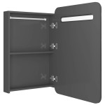 vidaXL Dulap de baie cu oglindă și LED, gri strălucitor, 60x11x80 cm vidaXL Dulap de baie cu oglindă și LED, gri strălucitor, 60x11x80 cm