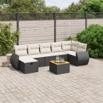 vidaXL Set mobilier de grădină cu perne, 8 piese, negru, poliratan vidaXL Set mobilier de grădină cu perne, 8 piese, negru, poliratan
