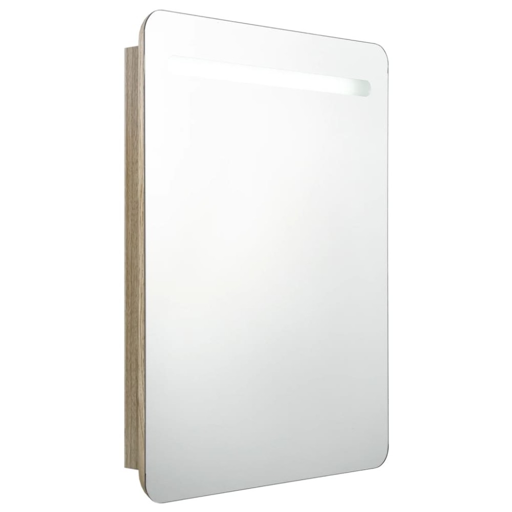 vidaXL Dulap de baie cu oglindă și LED, stejar, 60x11x80 cm