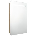 vidaXL Dulap de baie cu oglindă și LED, stejar, 60x11x80 cm vidaXL Dulap de baie cu oglindă și LED, stejar, 60x11x80 cm