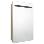 vidaXL Dulap de baie cu oglindă și LED, stejar, 60x11x80 cm vidaXL Dulap de baie cu oglindă și LED, stejar, 60x11x80 cm
