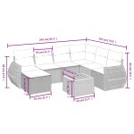 vidaXL Set mobilier de grădină cu perne, 8 piese, negru, poliratan