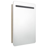 vidaXL Dulap de baie cu oglindă și LED, alb și stejar, 60x11x80 cm vidaXL Dulap de baie cu oglindă și LED, alb și stejar, 60x11x80 cm