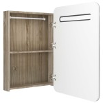 vidaXL Dulap de baie cu oglindă și LED, alb și stejar, 60x11x80 cm vidaXL Dulap de baie cu oglindă și LED, alb și stejar, 60x11x80 cm
