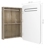vidaXL Dulap de baie cu oglindă și LED, alb și stejar, 60x11x80 cm vidaXL Dulap de baie cu oglindă și LED, alb și stejar, 60x11x80 cm