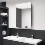 vidaXL Dulap de baie cu oglindă și LED, antracit, 60x11x80 cm vidaXL Dulap de baie cu oglindă și LED, antracit, 60x11x80 cm