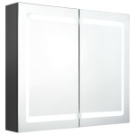 vidaXL Dulap de baie cu oglindă și LED, gri, 80x12x68 cm