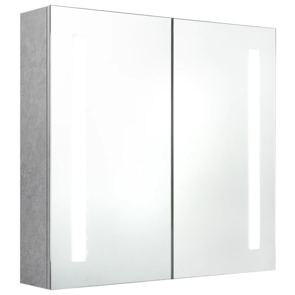 vidaXL Dulap de baie cu oglindă și LED, gri beton, 62x14x60 cm