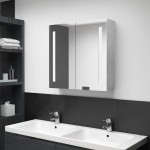 vidaXL Dulap de baie cu oglindă și LED, gri beton, 62x14x60 cm vidaXL Dulap de baie cu oglindă și LED, gri beton, 62x14x60 cm