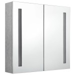 vidaXL Dulap de baie cu oglindă și LED, gri beton, 62x14x60 cm vidaXL Dulap de baie cu oglindă și LED, gri beton, 62x14x60 cm