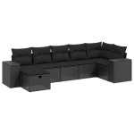 vidaXL Set mobilier de grădină cu perne, 8 piese, negru, poliratan vidaXL Set mobilier de grădină cu perne, 8 piese, negru, poliratan