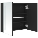 vidaXL Dulap de baie cu oglindă și LED negru strălucitor 62x14x60 cm