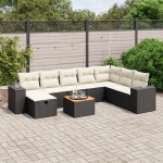 vidaXL Set mobilier de grădină cu perne, 9 piese, negru, poliratan vidaXL Set mobilier de grădină cu perne, 9 piese, negru, poliratan