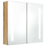 vidaXL Dulap de baie cu oglindă și LED, stejar, 62x14x60 cm vidaXL Dulap de baie cu oglindă și LED, stejar, 62x14x60 cm