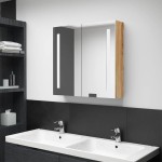 vidaXL Dulap de baie cu oglindă și LED, stejar, 62x14x60 cm vidaXL Dulap de baie cu oglindă și LED, stejar, 62x14x60 cm
