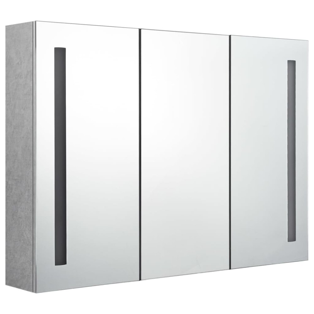 vidaXL Dulap de baie cu oglindă și LED, gri beton, 89x14x62 cm
