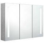 vidaXL Dulap de baie cu oglindă și LED, gri beton, 89x14x62 cm vidaXL Dulap de baie cu oglindă și LED, gri beton, 89x14x62 cm