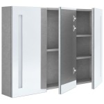 vidaXL Dulap de baie cu oglindă și LED, gri beton, 89x14x62 cm vidaXL Dulap de baie cu oglindă și LED, gri beton, 89x14x62 cm