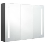 vidaXL Dulap de baie cu oglindă și LED, gri, 89x14x62 cm vidaXL Dulap de baie cu oglindă și LED, gri, 89x14x62 cm