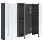 vidaXL Dulap de baie cu oglindă și LED, gri, 89x14x62 cm vidaXL Dulap de baie cu oglindă și LED, gri, 89x14x62 cm