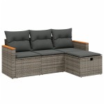 vidaXL Set canapea de grădină cu perne, 4 piese, gri, poliratan vidaXL Set canapea de grădină cu perne, 4 piese, gri, poliratan