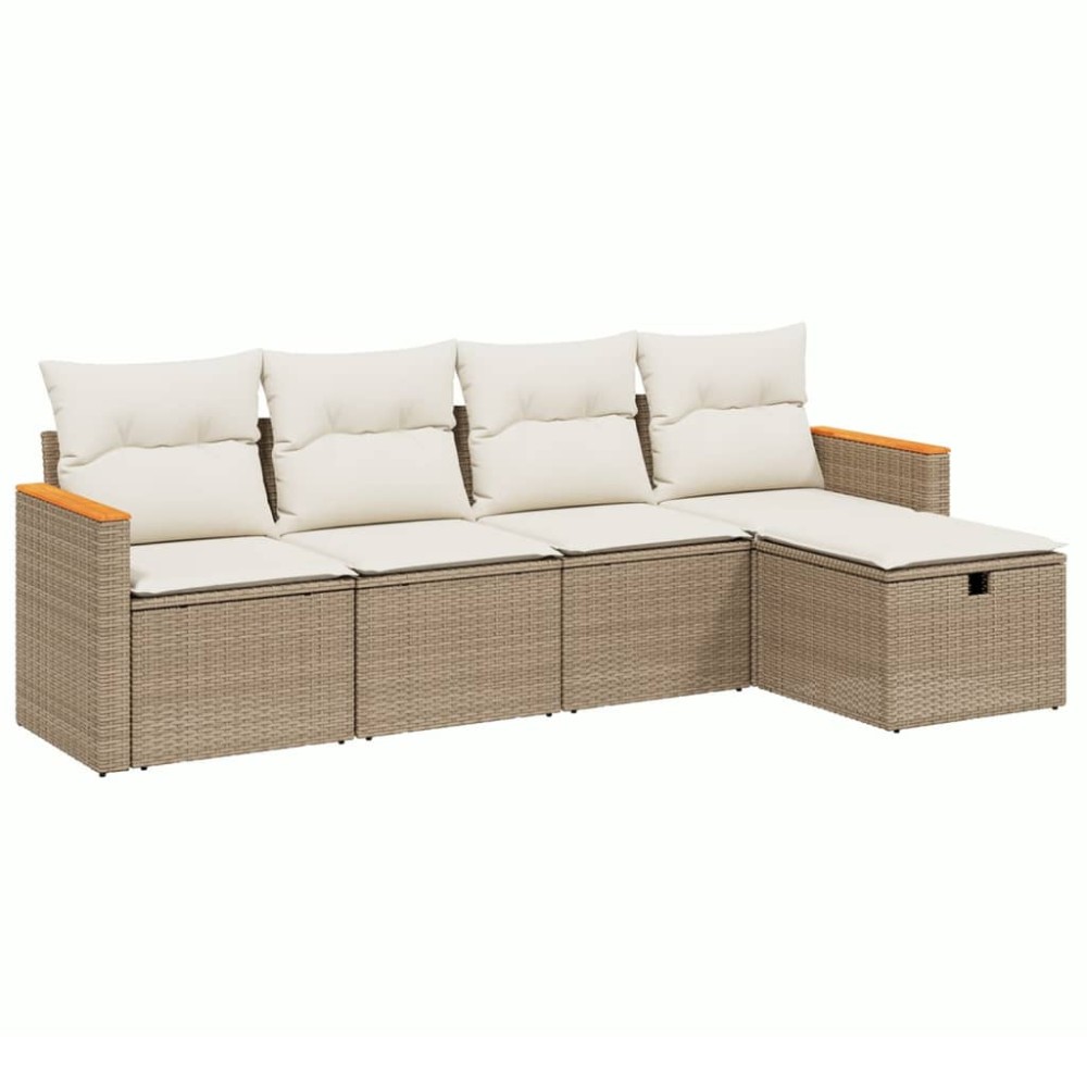 vidaXL Set canapele de grădină cu perne, 5 piese, bej, poliratan