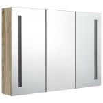 vidaXL Dulap de baie cu oglindă și LED, stejar, 89x14x62 cm vidaXL Dulap de baie cu oglindă și LED, stejar, 89x14x62 cm
