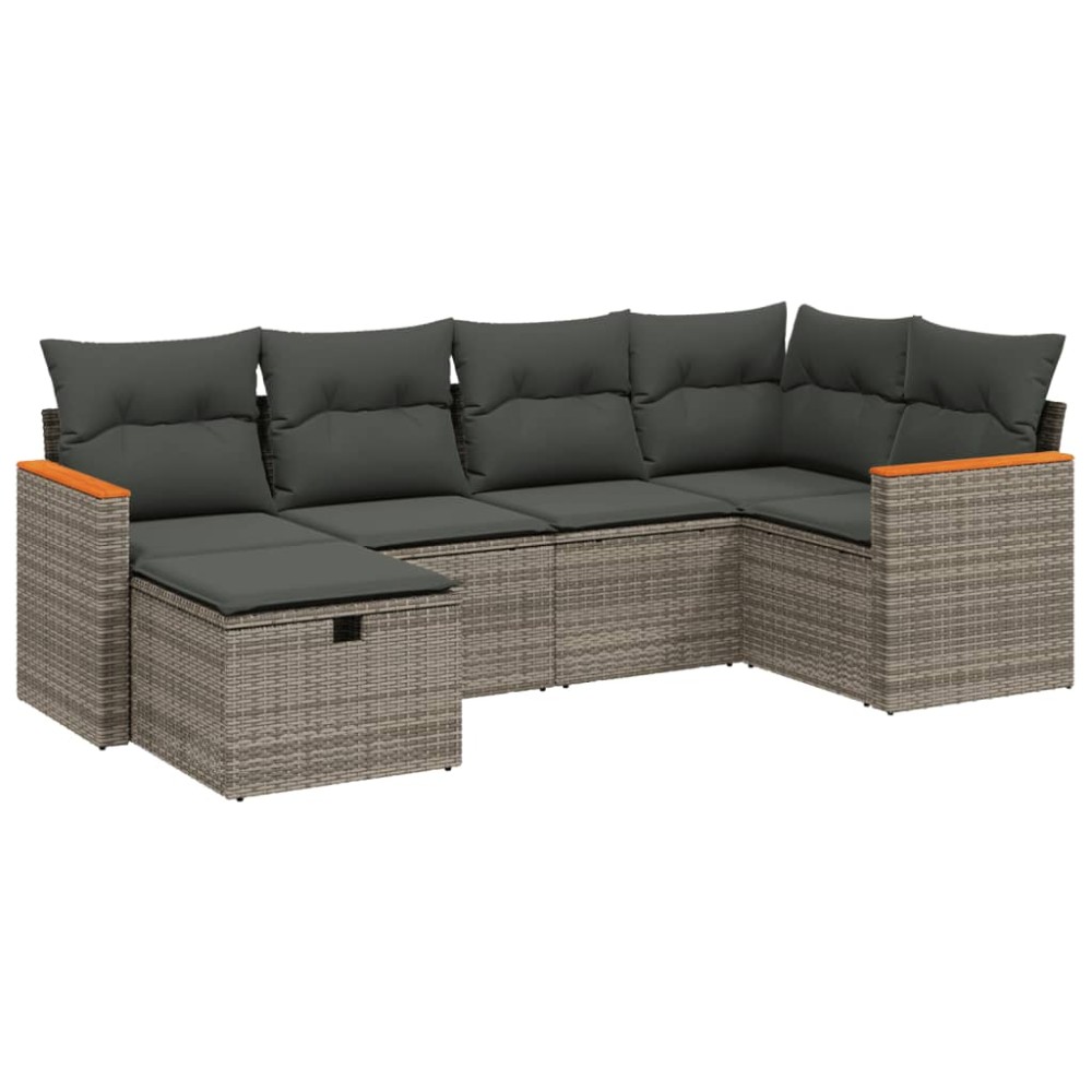 vidaXL Set mobilier grădină cu perne, 6 piese, gri, poliratan