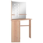 vidaXL Masă de toaletă de colț cu LED, stejar, 111x54x141,5 cm