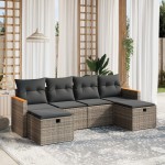 vidaXL Set mobilier grădină cu perne, 6 piese, gri, poliratan vidaXL Set mobilier grădină cu perne, 6 piese, gri, poliratan