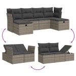 vidaXL Set mobilier grădină cu perne, 6 piese, gri, poliratan vidaXL Set mobilier grădină cu perne, 6 piese, gri, poliratan