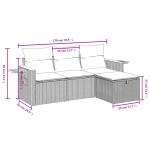 vidaXL Set canapea de grădină cu perne, 4 piese, gri, poliratan vidaXL Set canapea de grădină cu perne, 4 piese, gri, poliratan