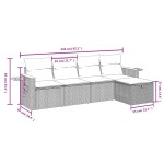 vidaXL Set canapea de grădină cu perne, 5 piese, gri, poliratan vidaXL Set canapea de grădină cu perne, 5 piese, gri, poliratan