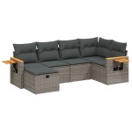 vidaXL Set mobilier grădină cu perne, 6 piese, gri, poliratan