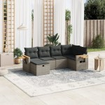 vidaXL Set mobilier grădină cu perne, 6 piese, gri, poliratan